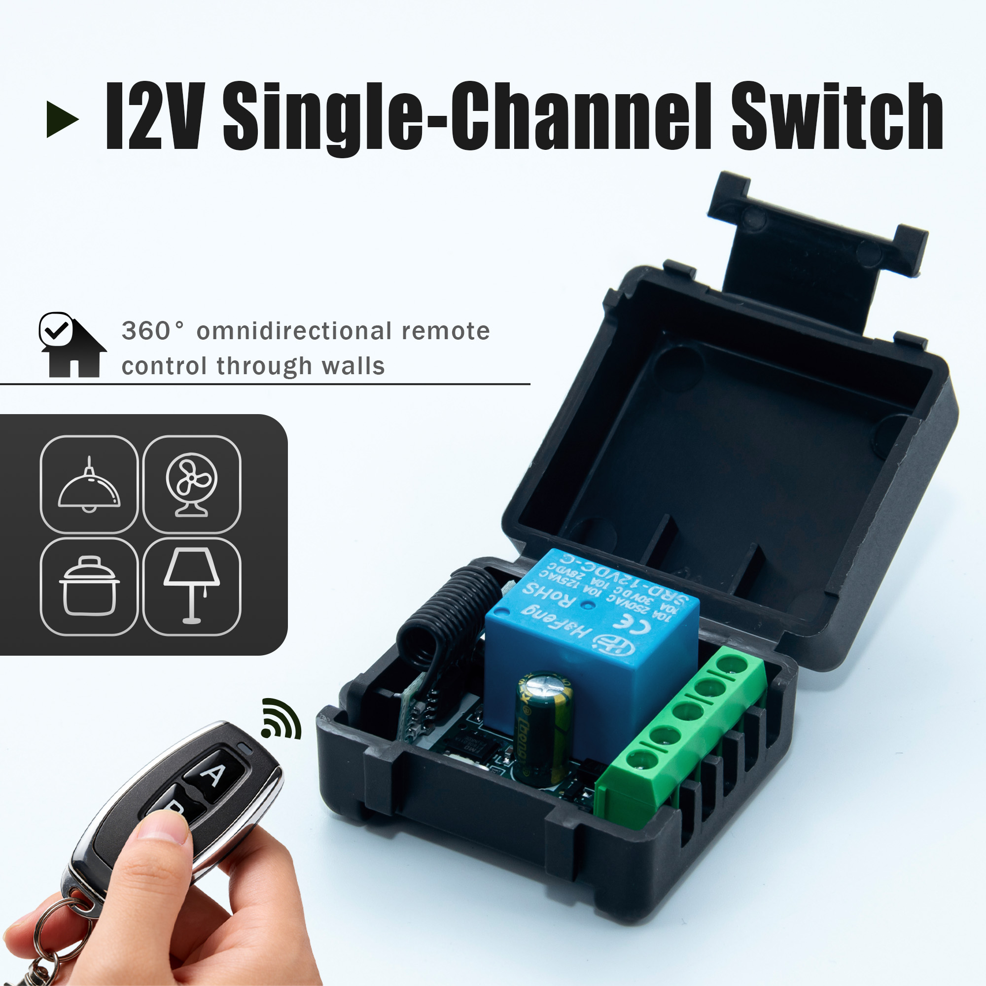 Joystick Module - DC 12V 433MHz ワイヤレスリモートコントロールスイッチ 1CH RF