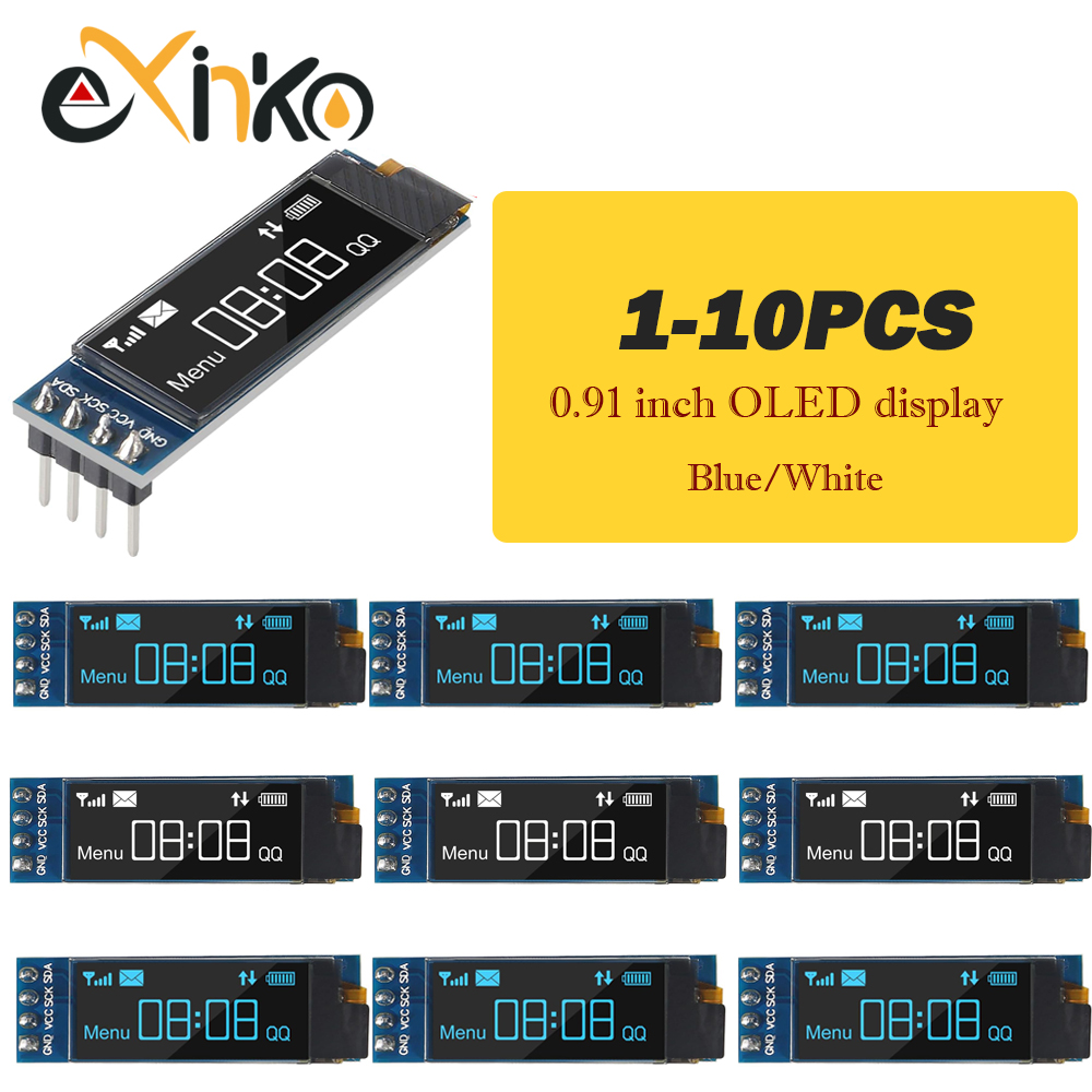 Oled Display 0.96 - 1-10個 0.91インチ OLEDディスプレイモジュール 白/青 OLED 128X32