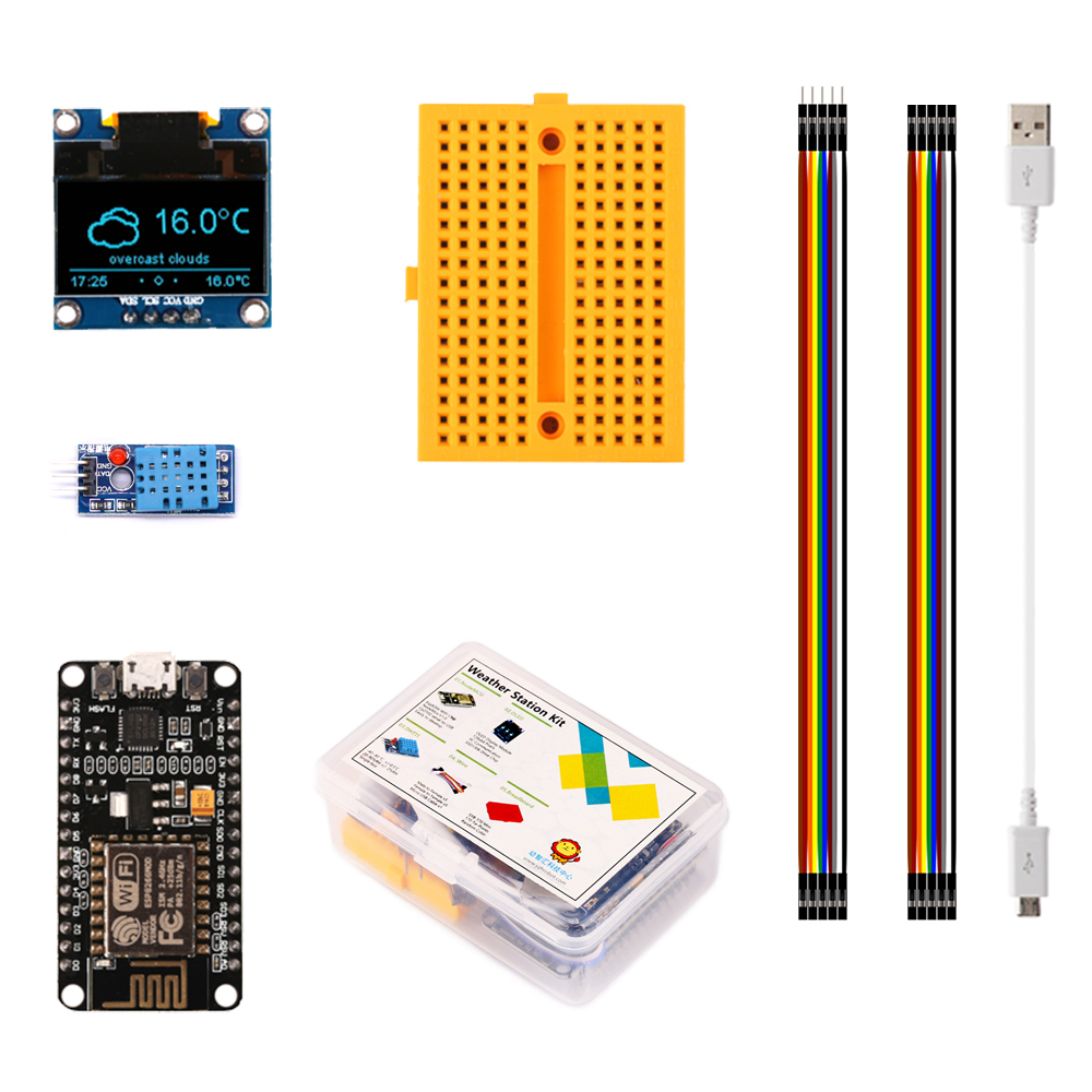 Oled Display 0.96 - 気象観測所esp8266,arduino ide iotスターターnodemcuデモボード用の温度湿度oled 0.96ディスプレイ付きdiyキット