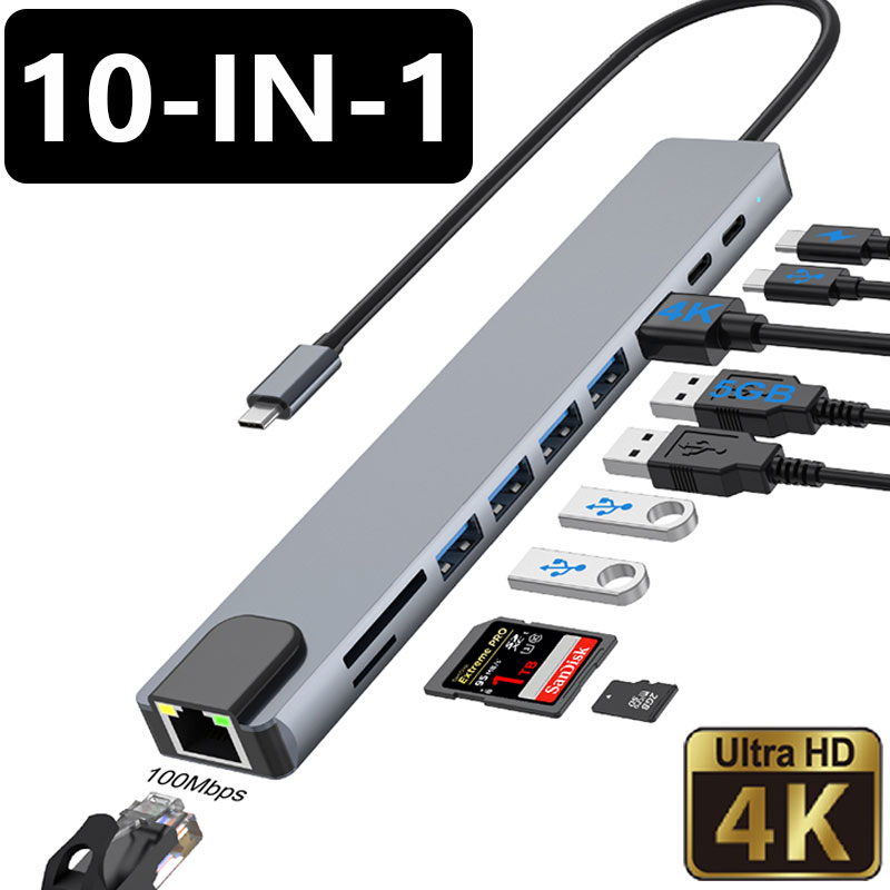 Sd Card Module - 10-in-1 USB-C ハブ、4K HDTV ビデオ出力、PD 100W、RJ45