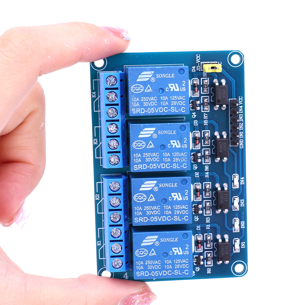 5V 12V 4チャンネルリレーボード、オプトカプラリレー付 - Relay Module 4 Channel のレビューと価格
