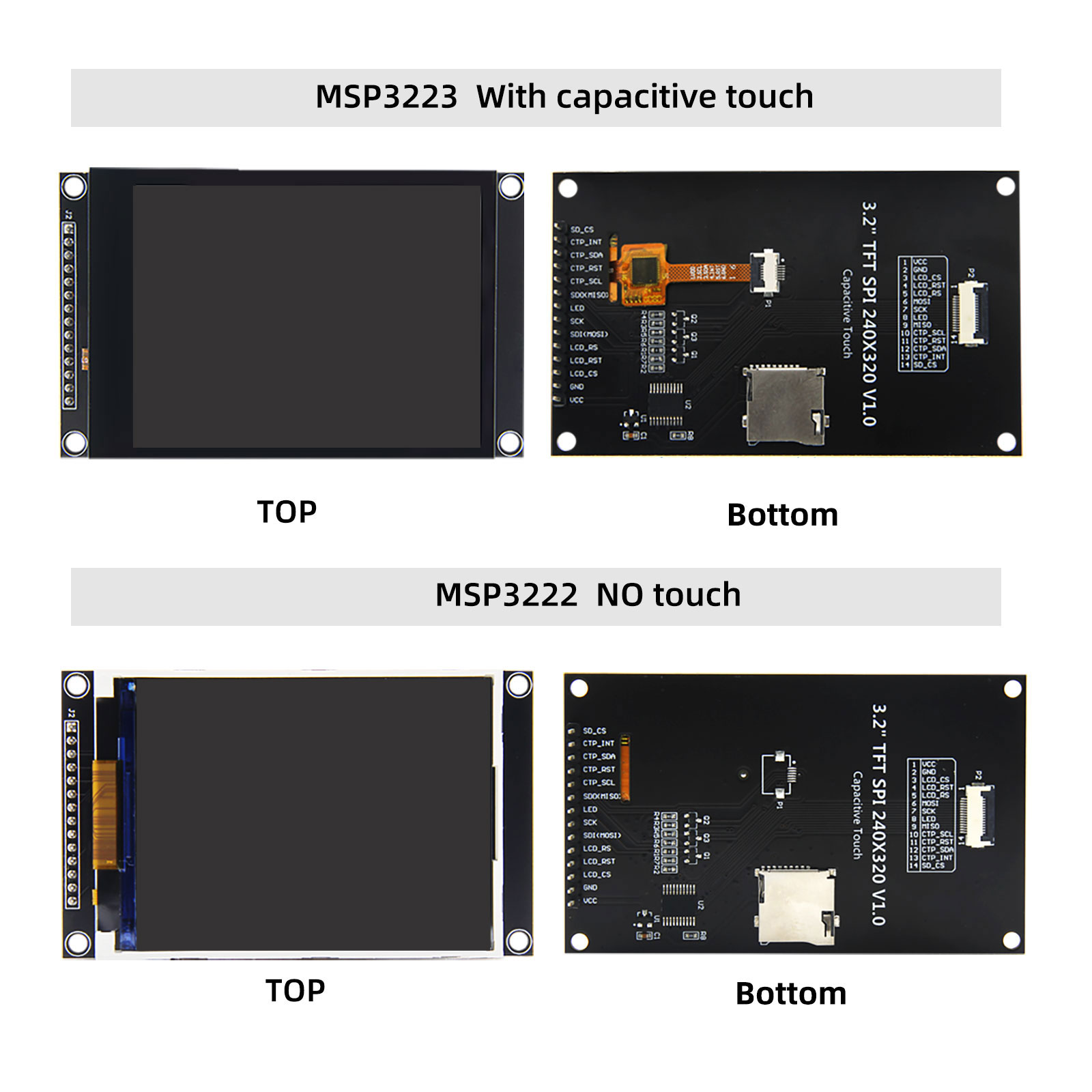 カラフルな唇の静電容量式タッチディスプレイモジュール、spi - Ili9341 のレビューと価格